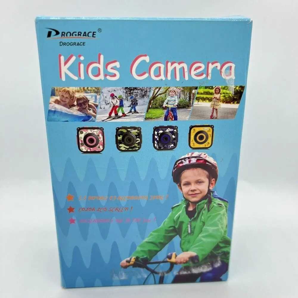 Kids Action Camera Pink w/Waterproof Hard Case & Mounting Accessories Underwater